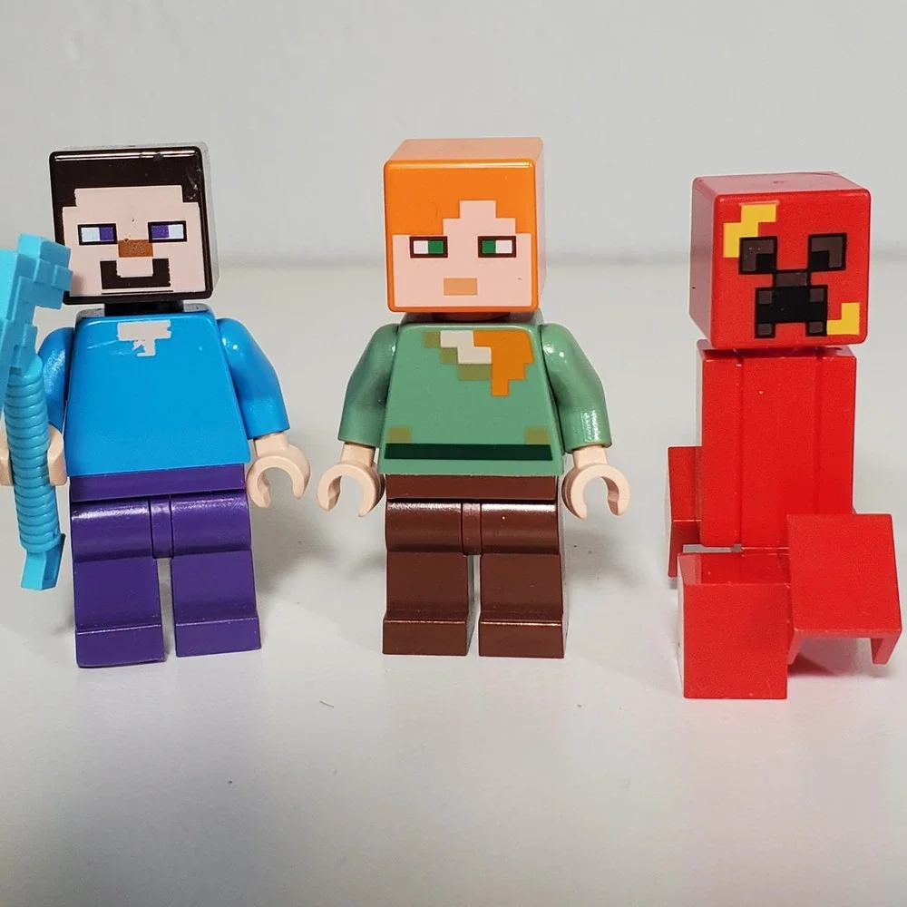 Lego Minecraft Minifigures Lot 5 Figures Exploding Creeper Skeleton Steve Alex